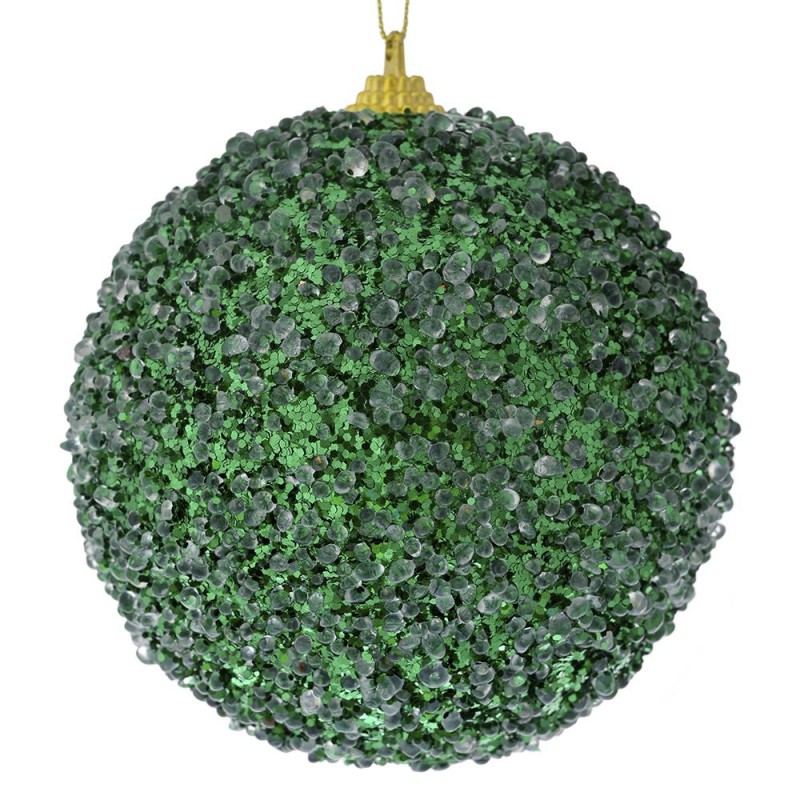 Πράσινη glitter χριστουγεννιάτικη μπάλα δέντρου σετ τέσσερα τεμάχια 10 εκ