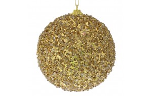 Χριστουγεννιάτικη μπάλα δέντρου σε χρυσή απόχρωση glitter σετ τέσσερα τεμάχια 10 εκ
