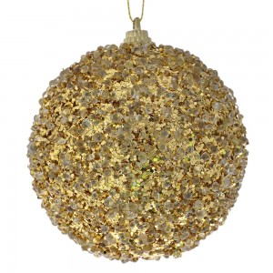 Χρυσή απόχρωση glitter χριστουγεννιάτικη μπάλα δέντρου σετ έξι τεμάχια 8 εκ