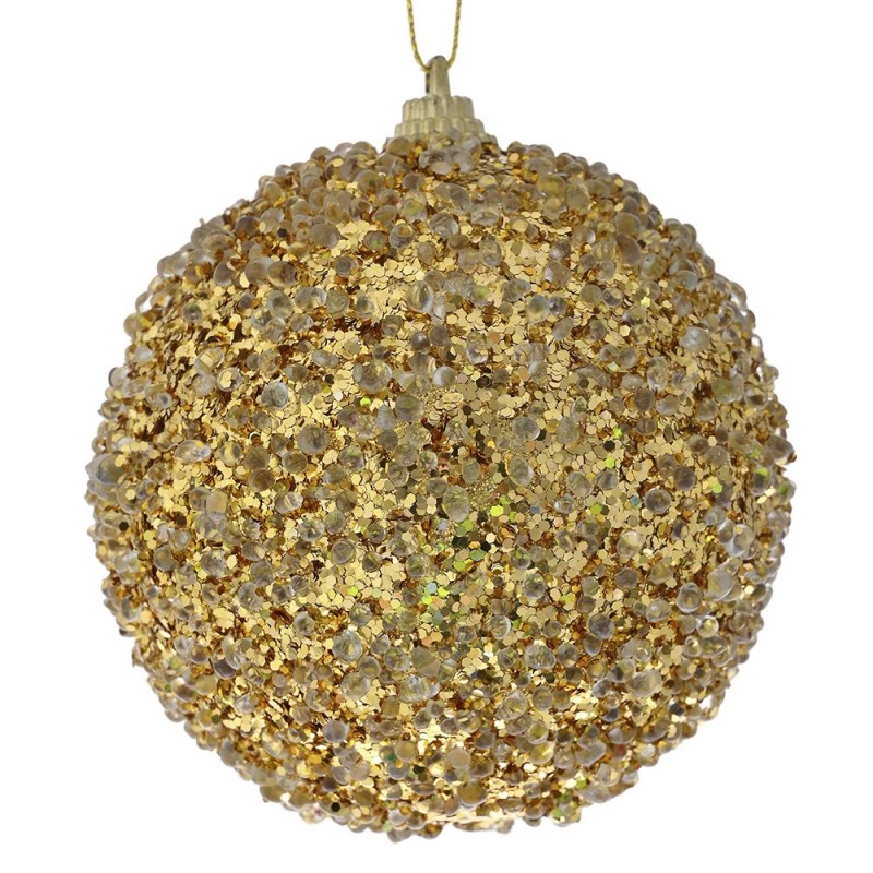Χρυσή απόχρωση glitter χριστουγεννιάτικη μπάλα δέντρου σετ έξι τεμάχια 8 εκ