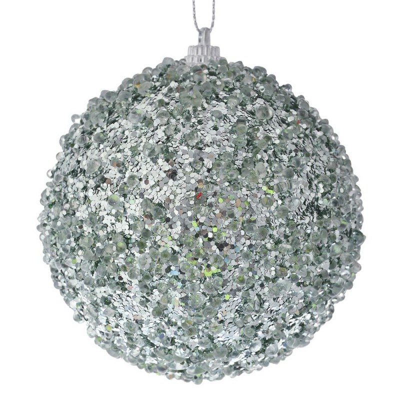 Χριστουγεννιάτικη μπάλα δέντρου πράσινο της μέντας με glitter σετ έξι τεμάχια 8 εκ