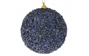 Μπλε σκούρη glitter χριστουγεννιάτικη μπάλα δέντρου σετ τέσσερα τεμάχια 10 εκ