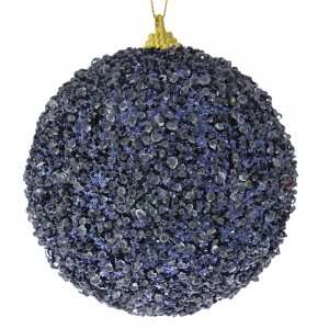 Μπλε σκούρη glitter χριστουγεννιάτικη μπάλα δέντρου σετ τέσσερα τεμάχια 10 εκ
