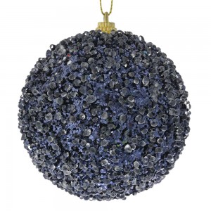 Μπάλα χριστουγεννιάτικη δέντρου μπλε σκούρη glitter σετ έξι τεμάχια 8 εκ