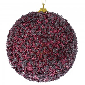 Κόκκινη glitter μπάλα χριστουγεννιάτικη κρεμαστό στολίδι δέντρου σετ τέσσερα τεμάχια 10 εκ