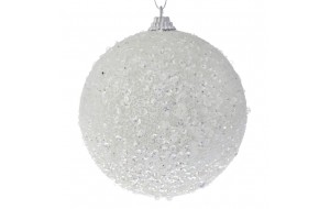 Λευκή glitter μπάλα χριστουγεννιάτικη κρεμαστό στολίδι δέντρου σετ τέσσερα τεμάχια 10 εκ