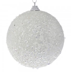 Λευκή glitter μπάλα χριστουγεννιάτικη κρεμαστό στολίδι δέντρου σετ τέσσερα τεμάχια 10 εκ