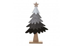 Χριστουγεννιάτικο δέντρο υφασμάτινο διακοσμητικό σε ξύλινη βάση 27.5x5.5x49.5 εκ