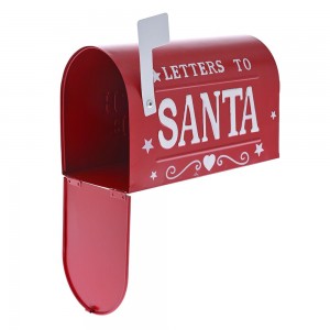 Κόκκινο μεταλλικό γραμματοκιβώτιο χριστουγεννιάτικο διακοσμητικό 23x11x17 εκ