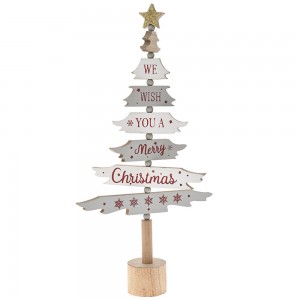 We Wish You γκρι ξύλινο δέντρο διακοσμητικό χριστουγεννιάτικο 20x39 εκ