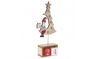 Ξύλινο χριστουγεννιάτικο δέντρο διακοσμητικό με ημερολόγιο 11.5x5x31 εκ