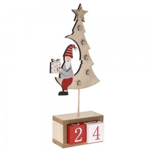 Ξύλινο χριστουγεννιάτικο δέντρο διακοσμητικό με ημερολόγιο 11.5x5x31 εκ