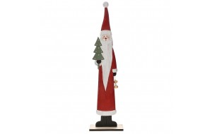 Διακοσμητικός κόκκινος χριστουγεννιάτικος ξύλινος Άγιος Βασίλης 10x5x44 εκ