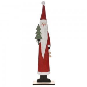 Διακοσμητικός κόκκινος χριστουγεννιάτικος ξύλινος Άγιος Βασίλης 10x5x44 εκ