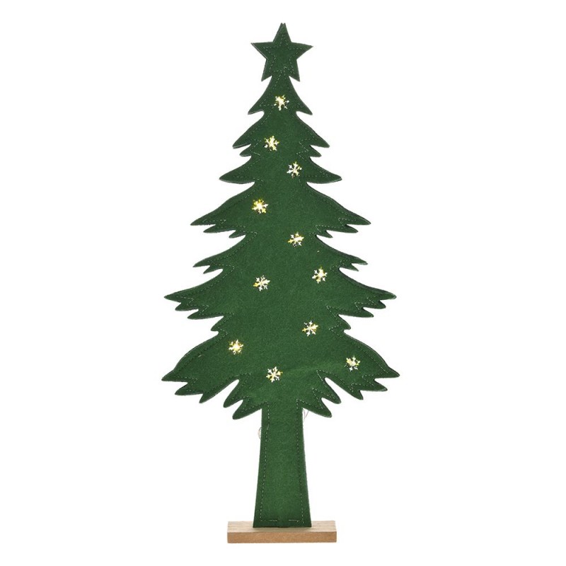 Πράσινο τσόχινο δέντρο χριστουγεννιάτικο διακοσμητικό φωτιζόμενο με 7 led σε βάση 20x4.5x43.5 εκ