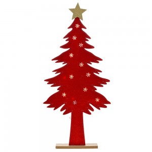 Τσόχινο δέντρο κόκκινο χριστουγεννιάτικο διακοσμητικό φωτιζόμενο με 7 led σε βάση 20x4.5x43.5 εκ