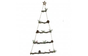 Ξύλινο κρεμαστό δέντρο φωτιζόμενο χριστουγεννιάτικο διακοσμητικό 50x5x95 εκ