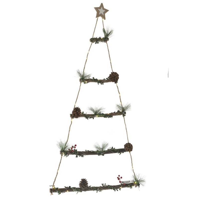 Ξύλινο κρεμαστό δέντρο φωτιζόμενο χριστουγεννιάτικο διακοσμητικό 50x5x95 εκ