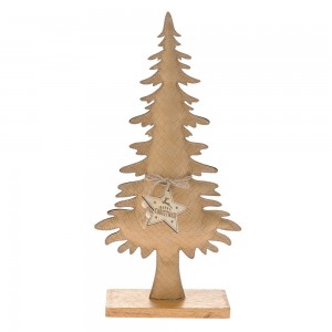 Δερμάτινο δέντρο χριστουγεννιάτικο διακοσμητικό με ξύλινη βάση 18x6x38 εκ