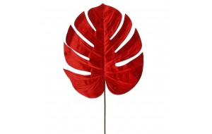 Κόκκινο διακοσμητικό φύλλο μονστέρα σετ των τριών 65 εκ