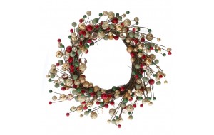 Στεφάνι χριστουγεννιάτικο με πράσινα κόκκινα και χρυσά berries 40 εκ