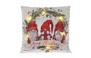 Φωτιζόμενο γεμάτο διακοσμητικό μαξιλάρι με νάνους χριστουγεννιάτικο 40x40 εκ 