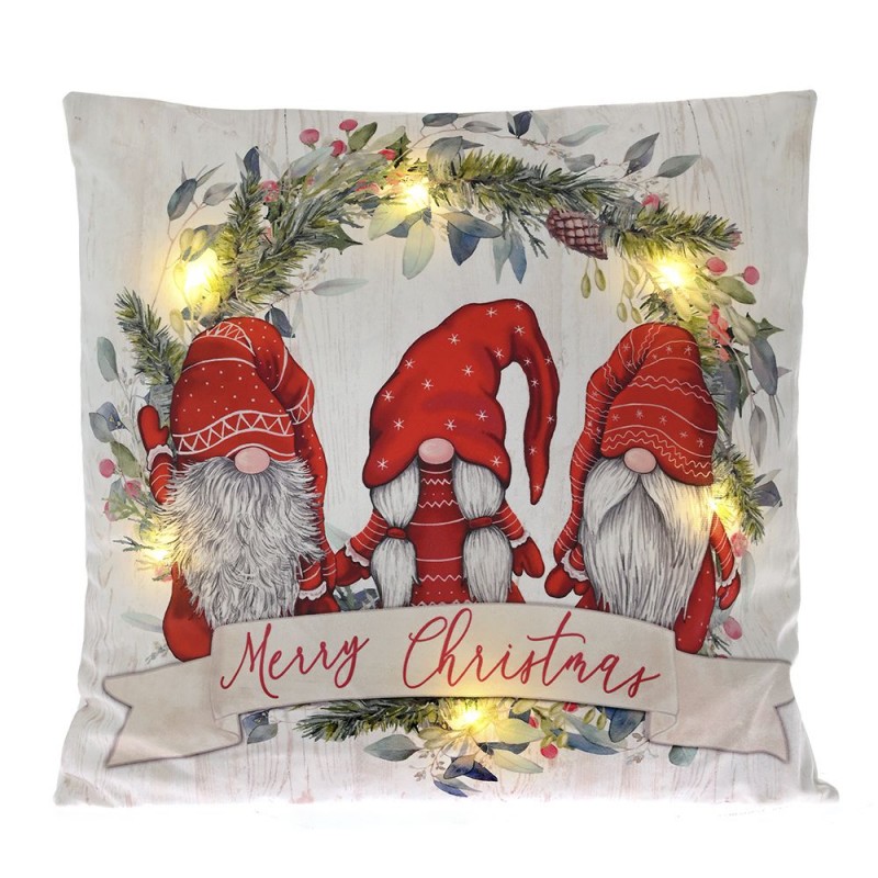Φωτιζόμενο γεμάτο διακοσμητικό μαξιλάρι με νάνους χριστουγεννιάτικο 40x40 εκ