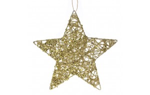 Χριστουγεννιάτικο κρεμαστό αστέρι σε χρυσό χρώμα σετ έξι τεμαχίων 20 εκ