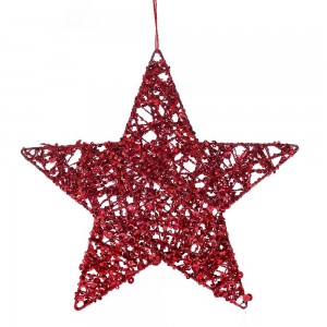 Χριστουγεννιάτικο κρεμαστό αστέρι σε κόκκινο χρώμα σετ έξι τεμαχίων 20 εκ