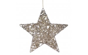 Χριστουγεννιάτικο κρεμαστό αστέρι σε σαμπανί χρώμα σετ έξι τεμαχίων 20 εκ