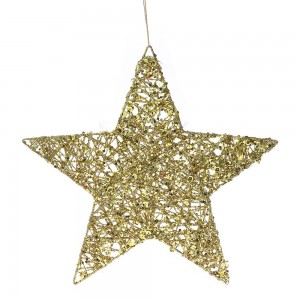Χρυσής απόχρωσης κρεμαστό αστέρι χριστουγεννιάτικο διακοσμητικό στολίδι 25 εκ σετ των τεσσάρων