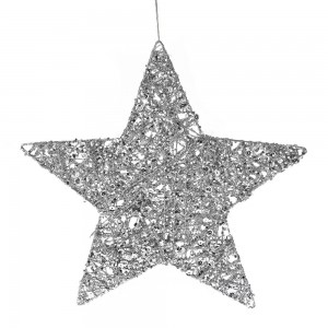 Ασημί απόχρωσης χριστουγεννιάτικο κρεμαστό στολίδι αστέρι 25 εκ