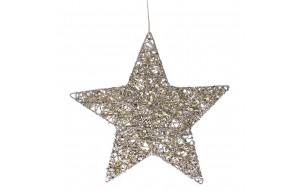 Χριστουγεννιάτικο κρεμαστό στολίδι αστέρι σαμπανί κρεμαστό 25 εκ σετ των τεσσάρων