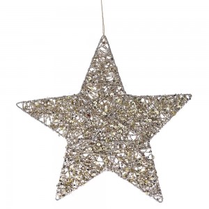 Χριστουγεννιάτικο κρεμαστό στολίδι αστέρι σαμπανί κρεμαστό 25 εκ σετ των τεσσάρων