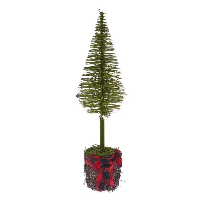 Πράσινο χριστουγεννιάτικο κωνικό δέντρο με ξύλινη βάση 15x50 εκ
