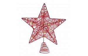 Κόκκινο αστέρι κορυφή δέντρου χριστουγεννιάτικου 20x23 εκ
