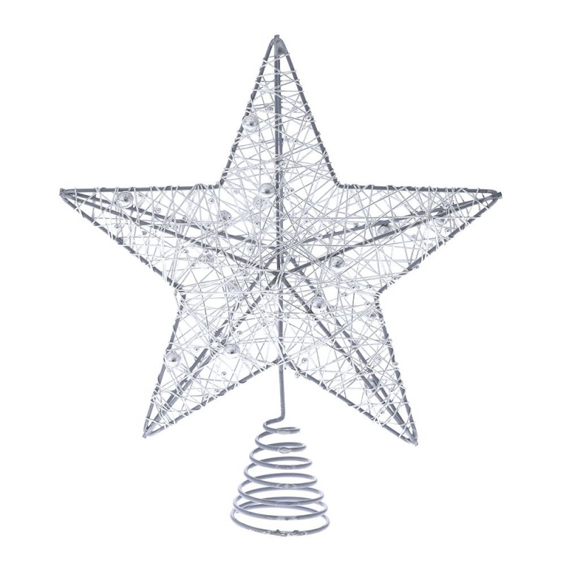 Αστέρι κορυφή δέντρου χριστουγεννιάτικου σε ασημί απόχρωση 20x23 εκ