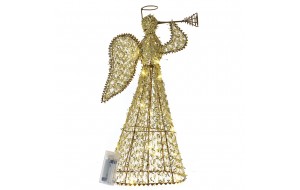 Άγγελος φωτιζόμενος διακοσμητικός σε χρυσή απόχρωση 23x8x40 εκ