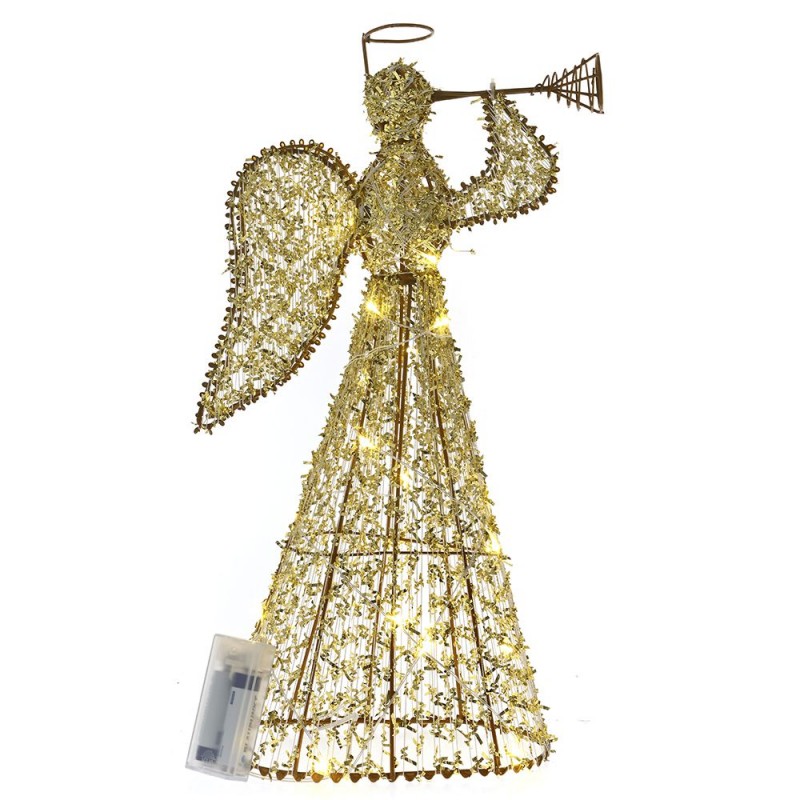 Άγγελος φωτιζόμενος διακοσμητικός σε χρυσή απόχρωση 23x8x40 εκ