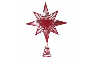 Κόκκινο αστέρι κορυφή δέντρου χριστουγεννιάτικου 22x30 εκ