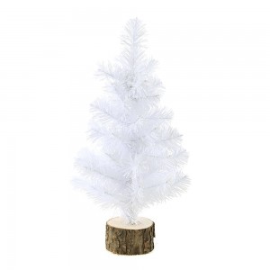 Χριστουγεννιάτικο λευκό δεντράκι σε ξύλινη βάση 45 εκ