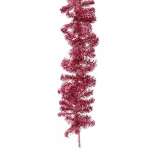 Χριστουγεννιάτικη γιρλάντα διακοσμητική ροζ με εκατόν ογδόντα κλαδιά pvc 14x270 εκ