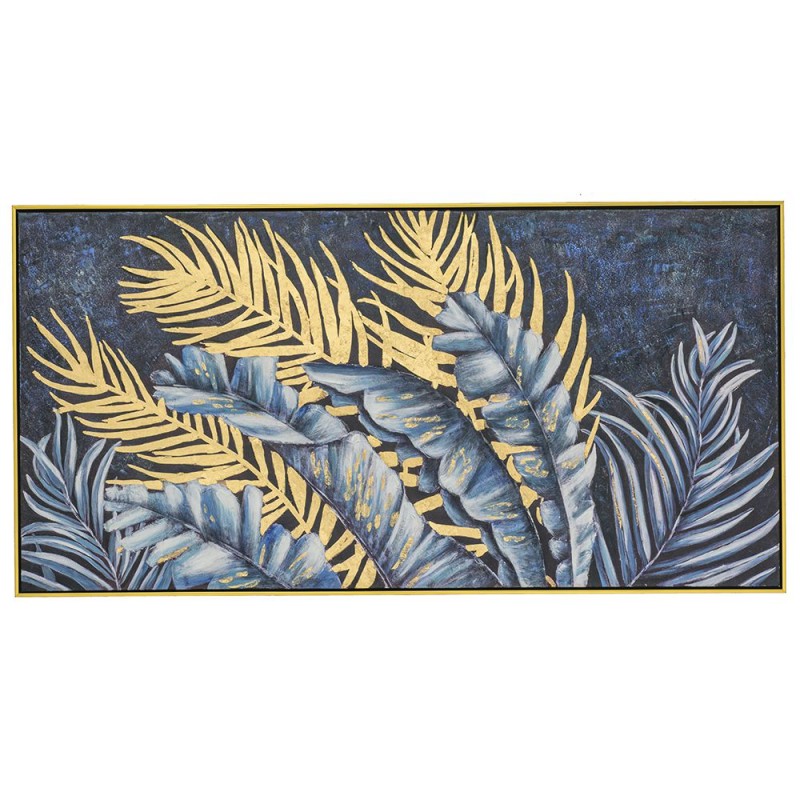 Πίνακας ελαιογραφίας με φύλλα φοίνικα και πλαίσιο σε χρυσή απόχρωση 142x72 εκ