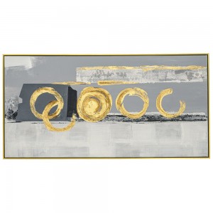 Πίνακας ελαιογραφίας με αφηρημένο θέμα και πλαίσιο σε χρυσή απόχρωση 142x72 εκ
