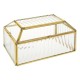 Γυάλινο κουτί μπιζουτιέρα με μεταλλικές ακμές σε χρυσή απόχρωση 19x12x10 εκ