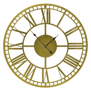 Μεταλλικό ρολόι τοίχου χρυσής απόχρωσης 60 εκ