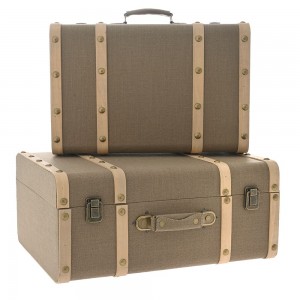 Καφέ βαλίτσα μπαούλο σετ δύο τεμαχίων 43x28x15.5 εκ