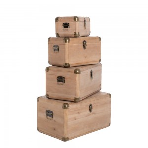 Καφέ ξύλινο κουτί σετ τεσσάρων τεμαχίων 55x34x29 εκ