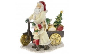 Διακοσμητικός Άγιος Βασίλης με κόκκινο σκούφο και ποδήλατο από πολυρεζίνη 15x11x15 εκ