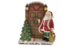 Διακοσμητικό από πολυρεζίνη Άγιος Βασίλης με κόκκινα ρούχα σε πόρτα 18x7x20 εκ